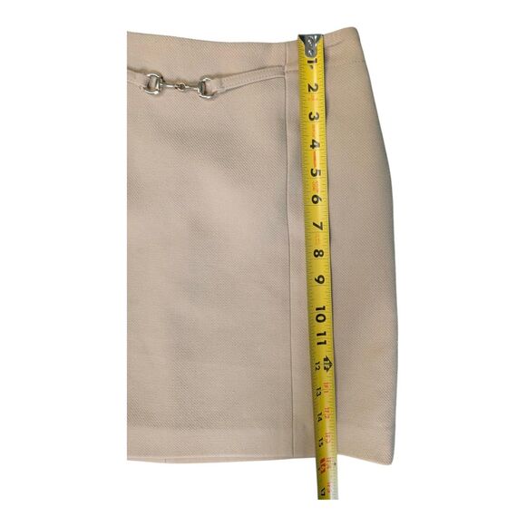 Y2K H&M Horsebit Mini Skirt Khaki Tan 25W Size 2 Office Siren 90s - Picture 5 of 7